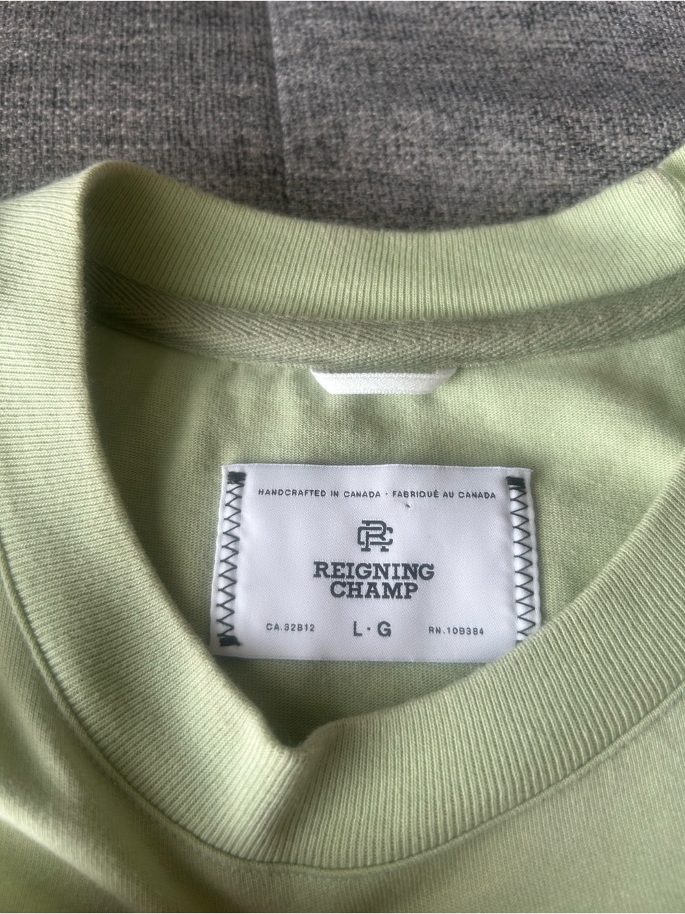 Reigning Champ Light Green Short Sleeve Crewneck Tee - Picture 1 of 5